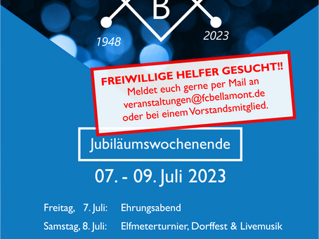 FCB-Jubiläumswochenende vom 7.-9. Juli: Wir suchen freiwillige Helfer