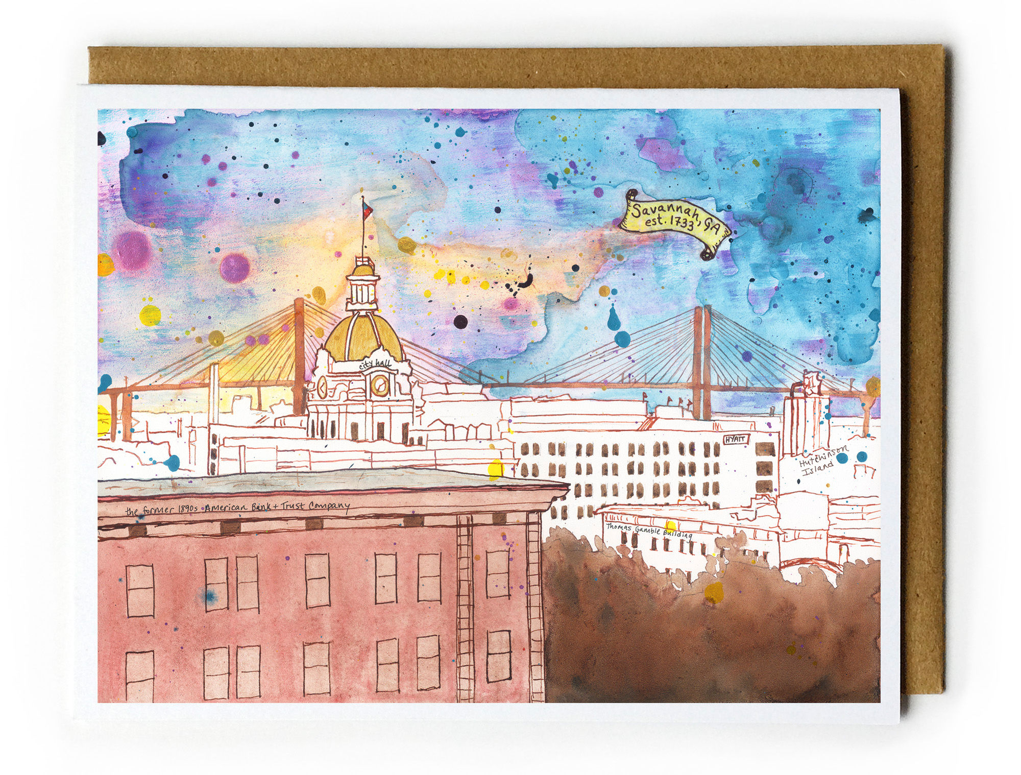 Cotton Candy Sunset (Savannah, GA) - Blank Card