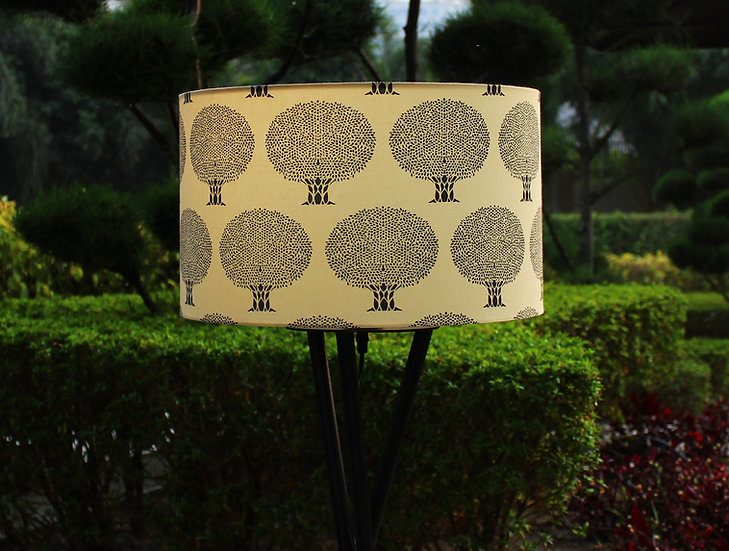 Mighty Oak Black On Flax Color Large Drum Lampshade For Floor