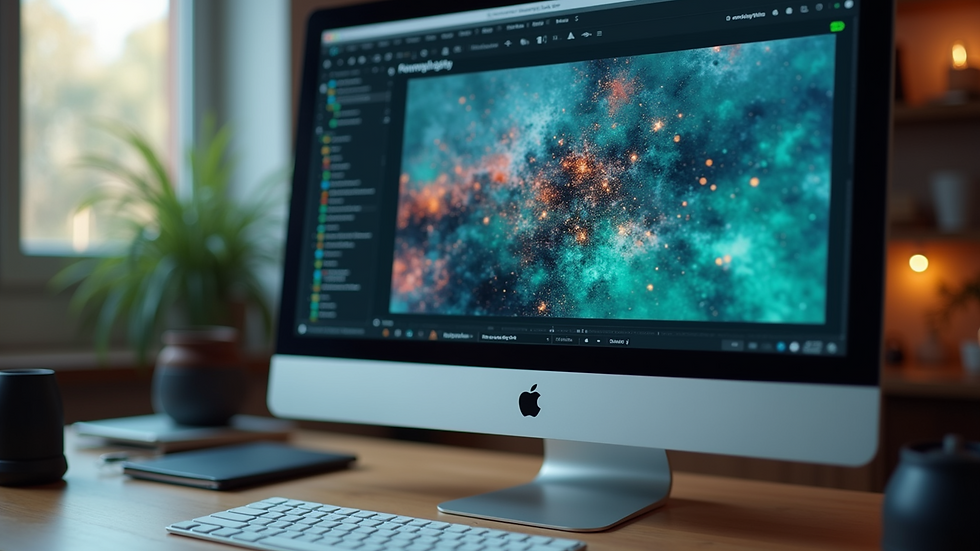 Eye-level view of a computer screen showing a digital art software with organized layers