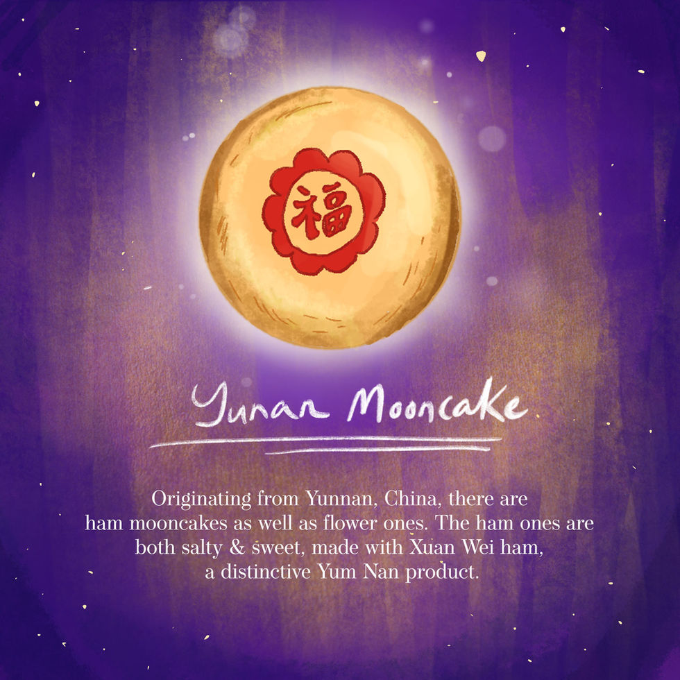 Illustration of an Yun Nan mooncake with a "福“ imprinted on it