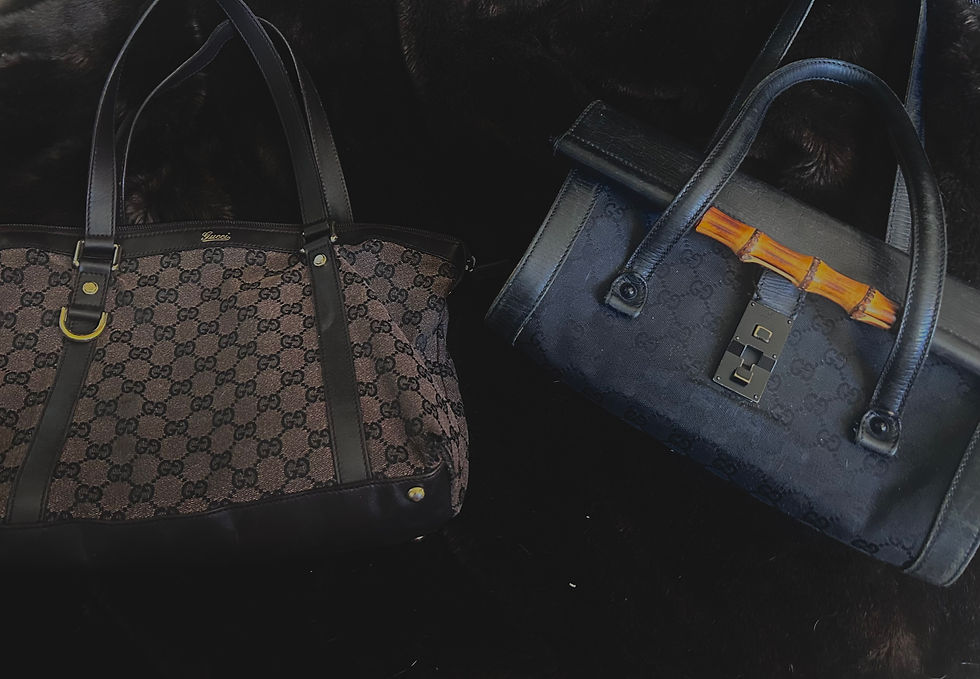 From left to right: Gucci D-ring tote in brown, Gucci Doctors bag with bamboo Tom Ford 1998