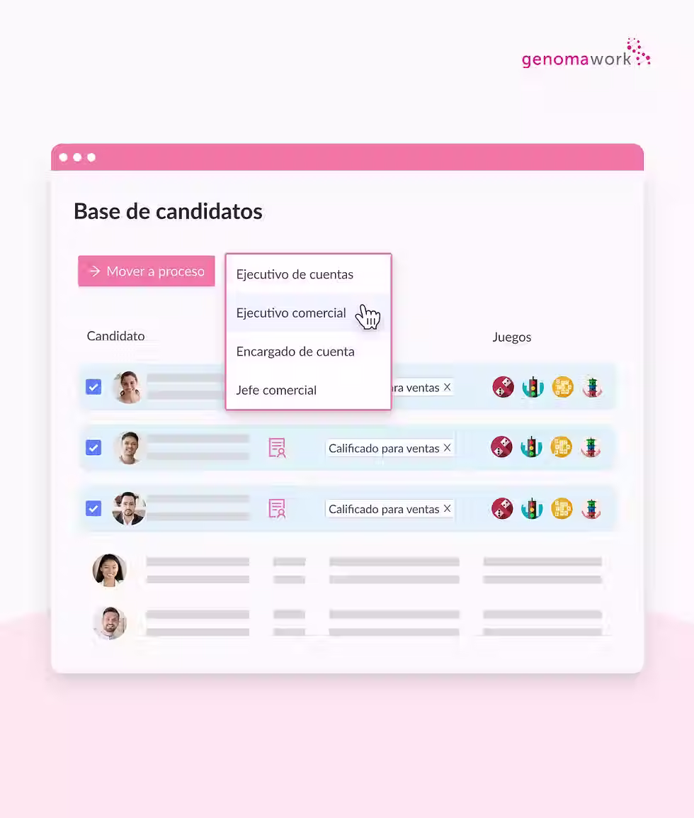 característica talent pool o base de candidatos mover perfiles a nuevos procesos