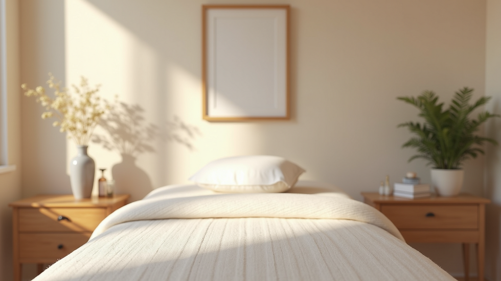 Eye-level view of a serene therapy room with calming decor