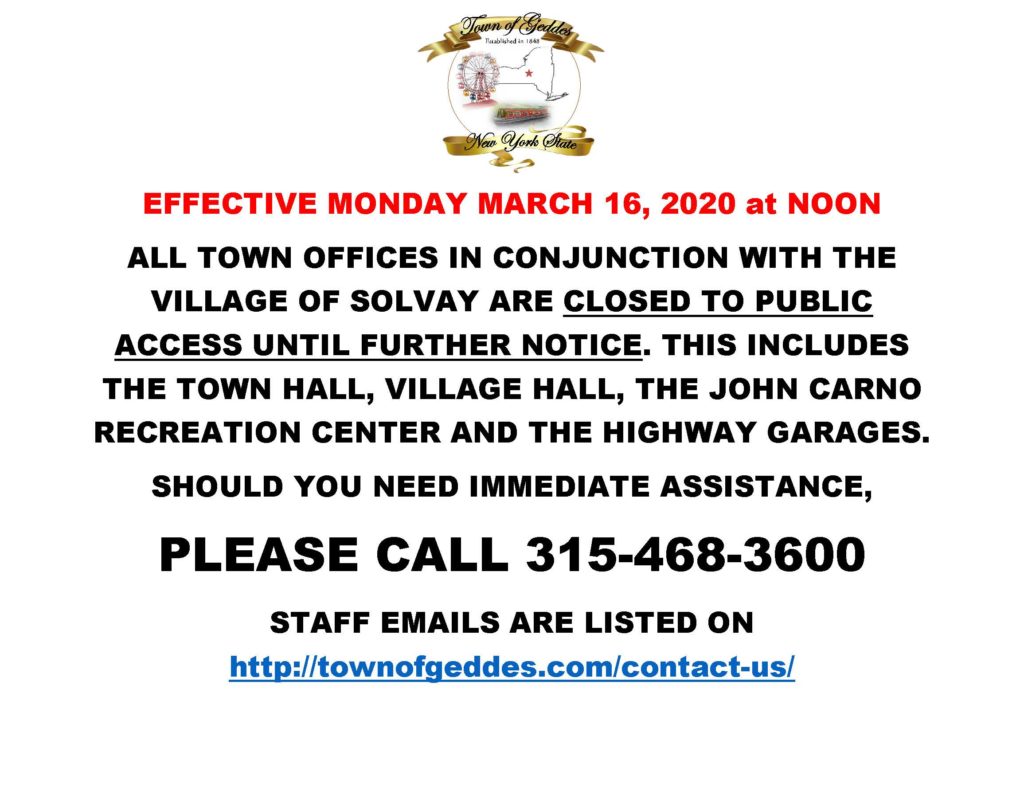 EFFECTIVE MONDAY MARCH 16