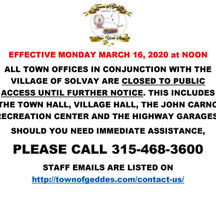 Effective March 16th at Noon – Offices Closed to Public Access
