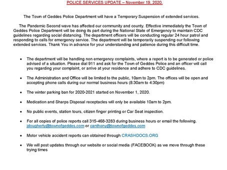 Temporary Suspension of Extended Police Services 11/19/20