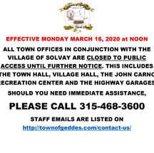 Effective March 16th at Noon – Offices Closed to Public Access