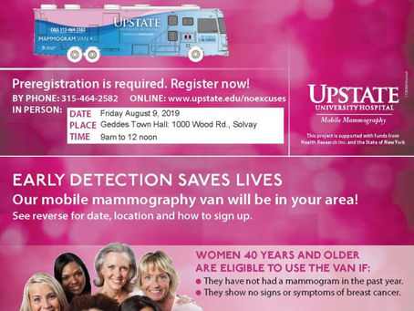 Mobile Mammography Van Coming To Geddes!