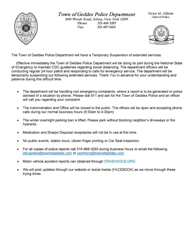 COVID 19 town website