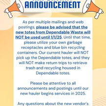 Changes Coming to Trash Pick Up in 2025
