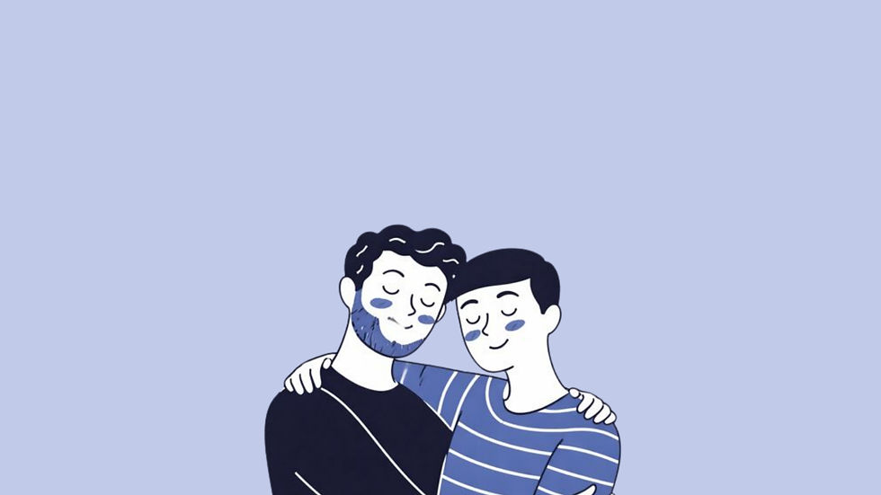 dois homens abraçados