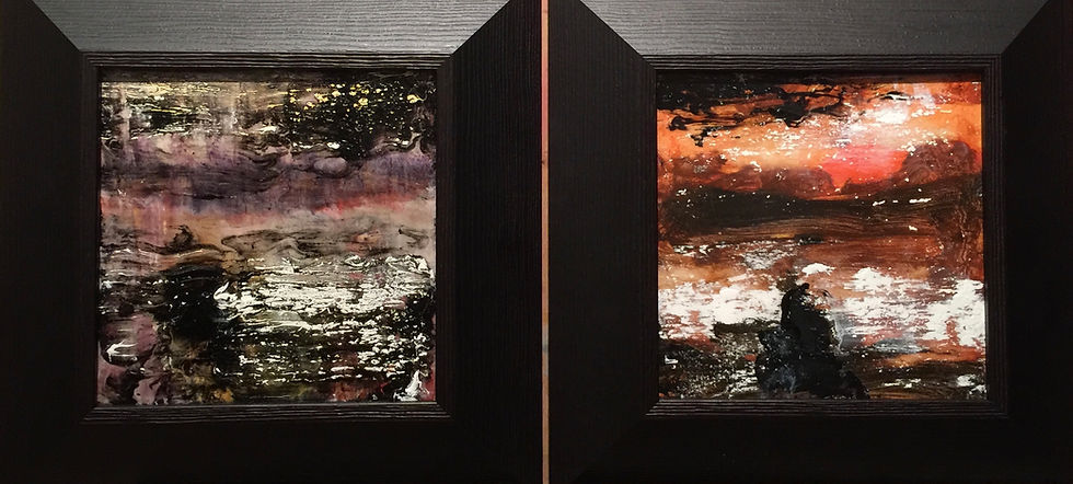 "Strandbad" II et V , 20 x 20 cm, Technique mixte 2016