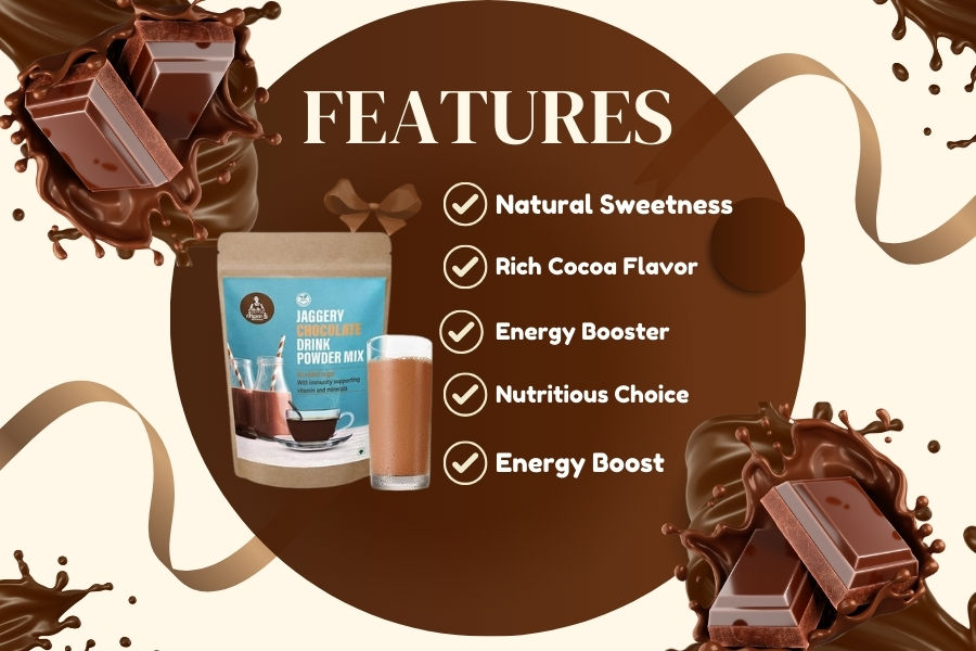 Thumbnail: MOM'S HARVEST Almond Cashew Jaggery Candy (35g*6) + Jaggery Chocolate Drink 200g
