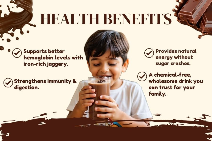 Thumbnail: MOM'S HARVEST Palm Sugar Powder 250gms + Jaggery Chocolate Drink Mix 200g