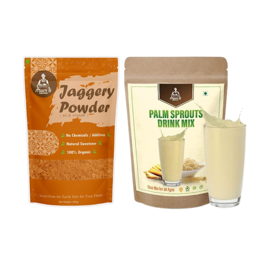 MOM'S HARVEST Jaggery Powder 500g + Palm Sprouts Drink Mix 200g