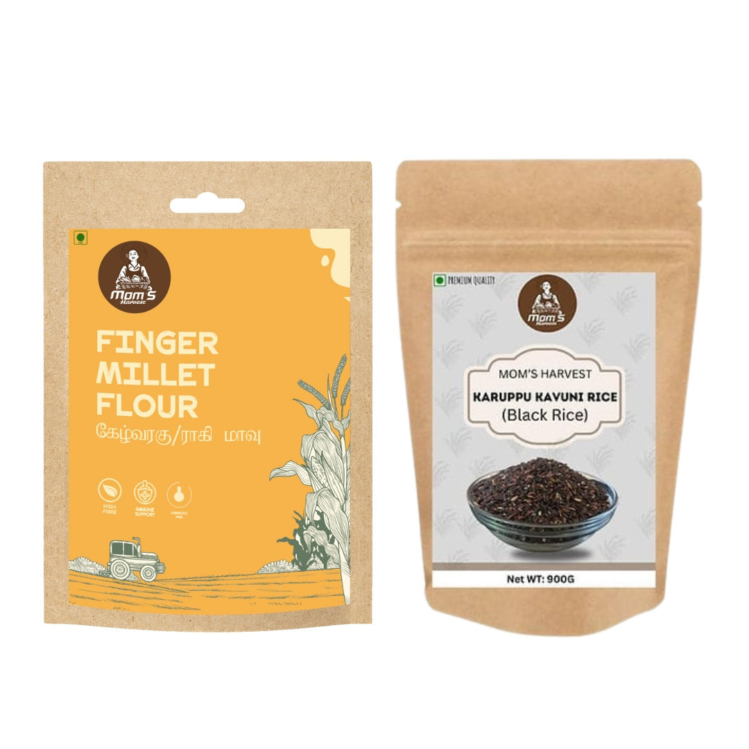 MOM'S HARVEST Finger Millet Flour 200g + Karuppu Kavuni Rice 900g