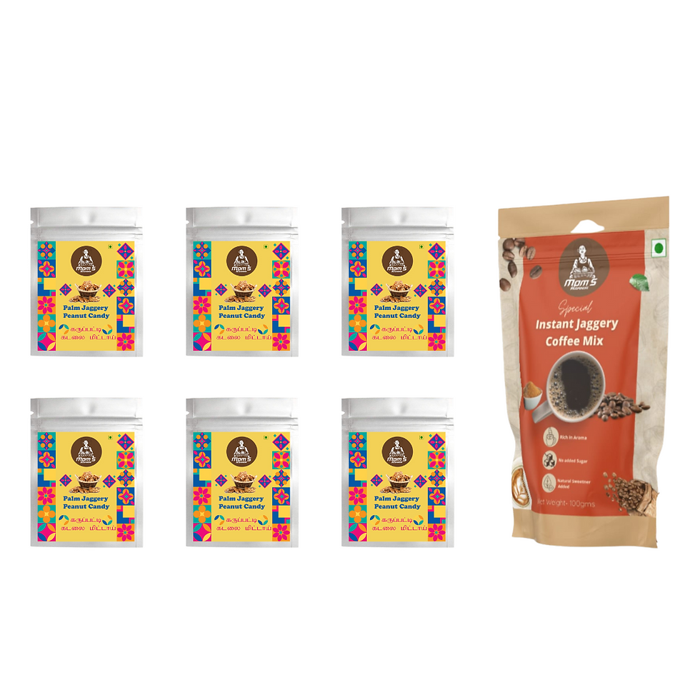 Mom’s Harvest Palm Jaggery Peanut Candy (35g*6) + Jaggery Coffee Mix 100g