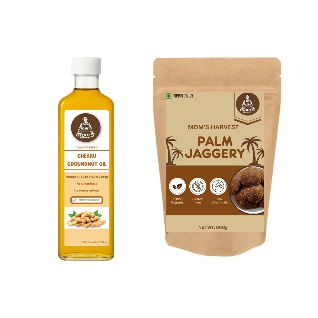 MOM’S HARVEST Groundnut Oil 500ml + Palm Jaggery 900g