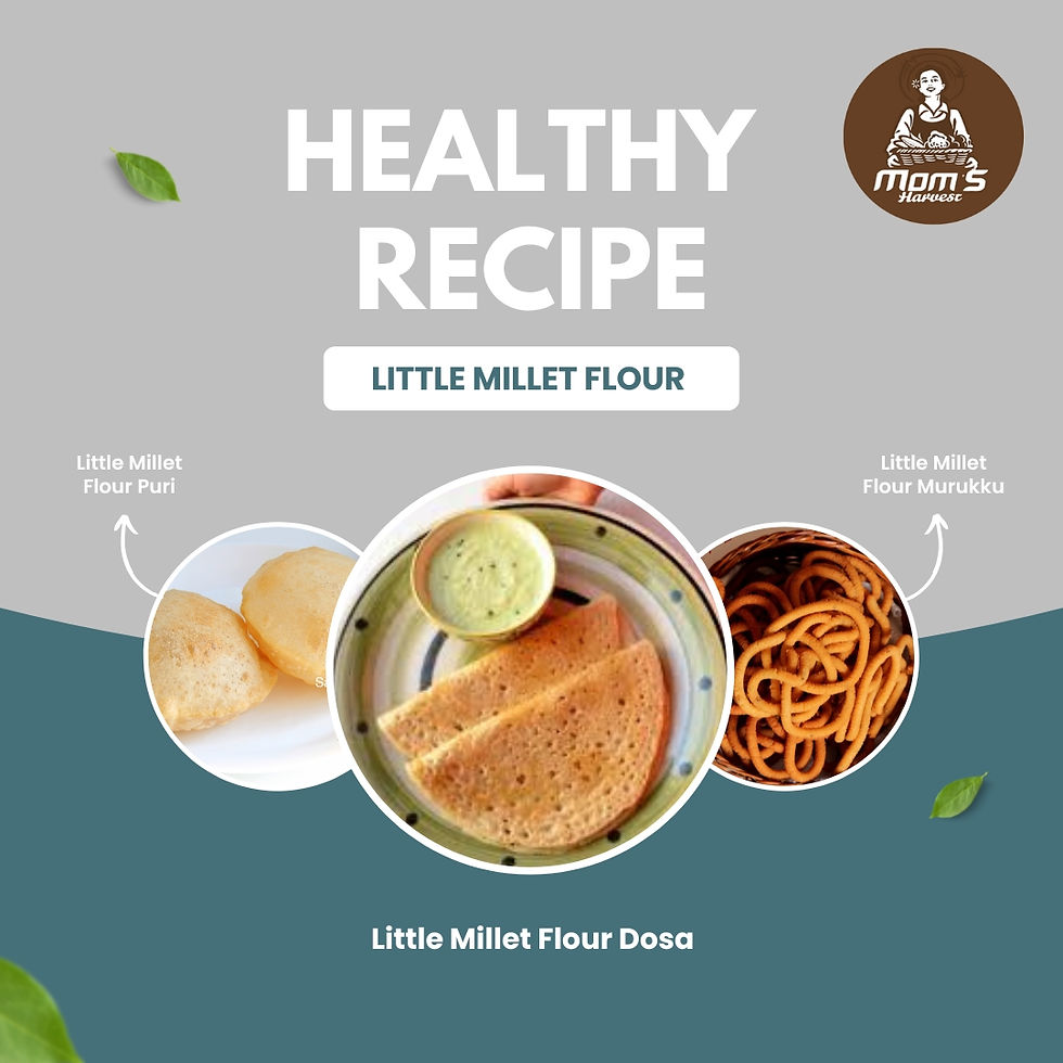 Thumbnail: MOM'S HARVEST Little Millet Flour 200g + Palm Jaggery Peanut Candy (Pack of 6)