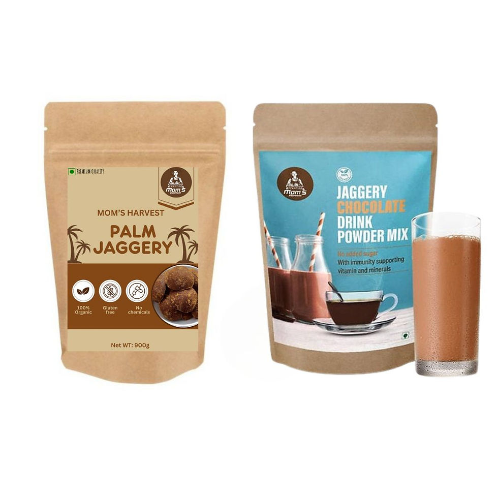 MOM'S HARVEST Palm Jaggery 900g + Jaggery Chocolate Drink Mix 200g