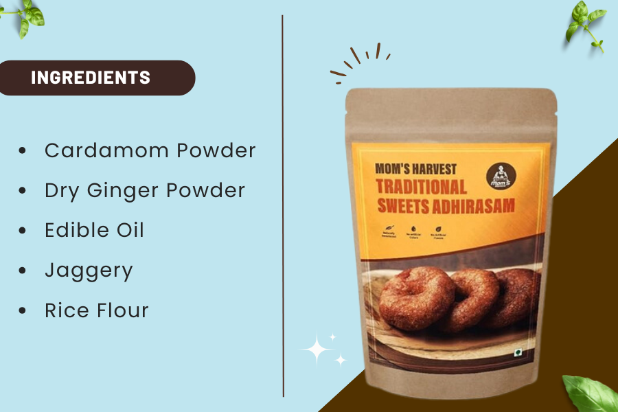 Thumbnail: MOM'S HARVEST  Palm Jaggery Syrup 250ml + Adhirasam 200g + Jaggery Powder 500g