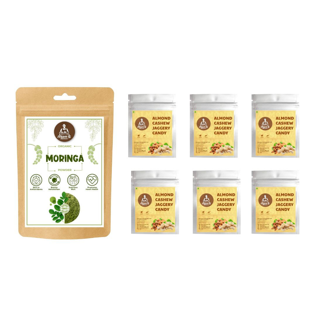 MOM’S HARVEST Moringa Leaf Powder 100g + Almond Cashew Jaggery Candy (35g*6)