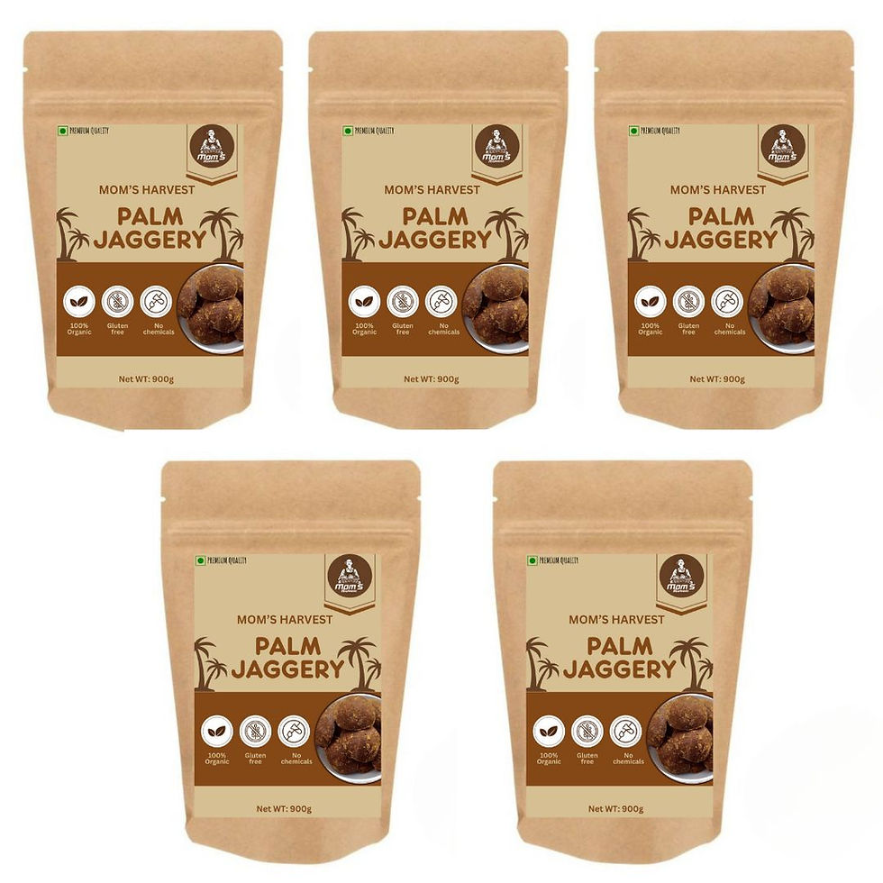 MOM'S HARVEST Organic Palm Jaggery (Karupatti) 450g – Pack of 5