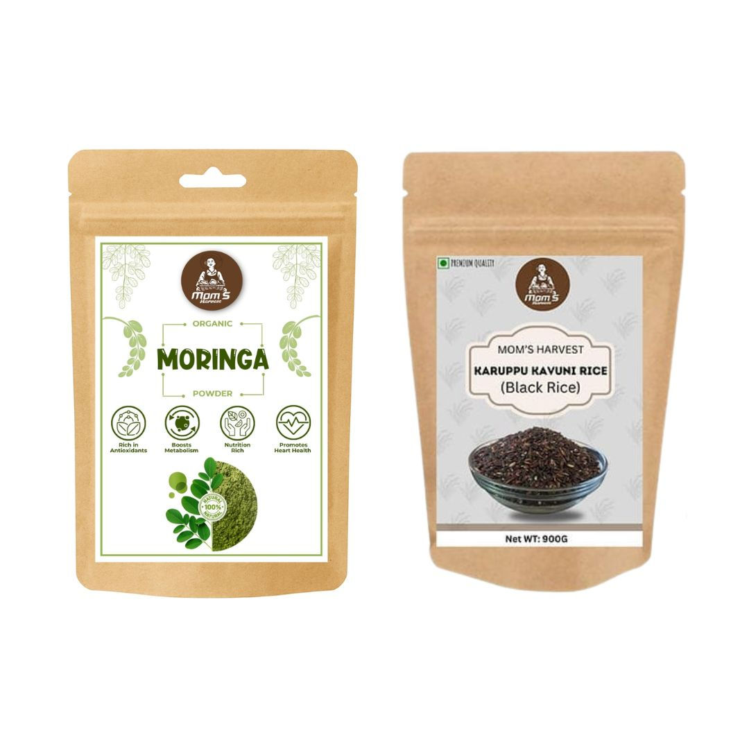 MOM’S HARVEST Moringa Leaf Powder 100g + Karuppu Kavuni Rice 900g