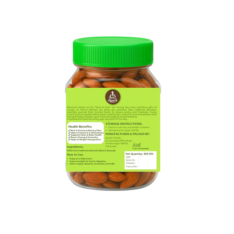 Thumbnail: MOM’S HARVEST Raw California Almonds 200g Jar + Ragi Flour 200g