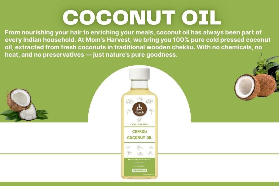 Thumbnail: MOM’S HARVEST Coconut Oil 500ml + Palm Jaggery Peanut Candy (Pack of 6)