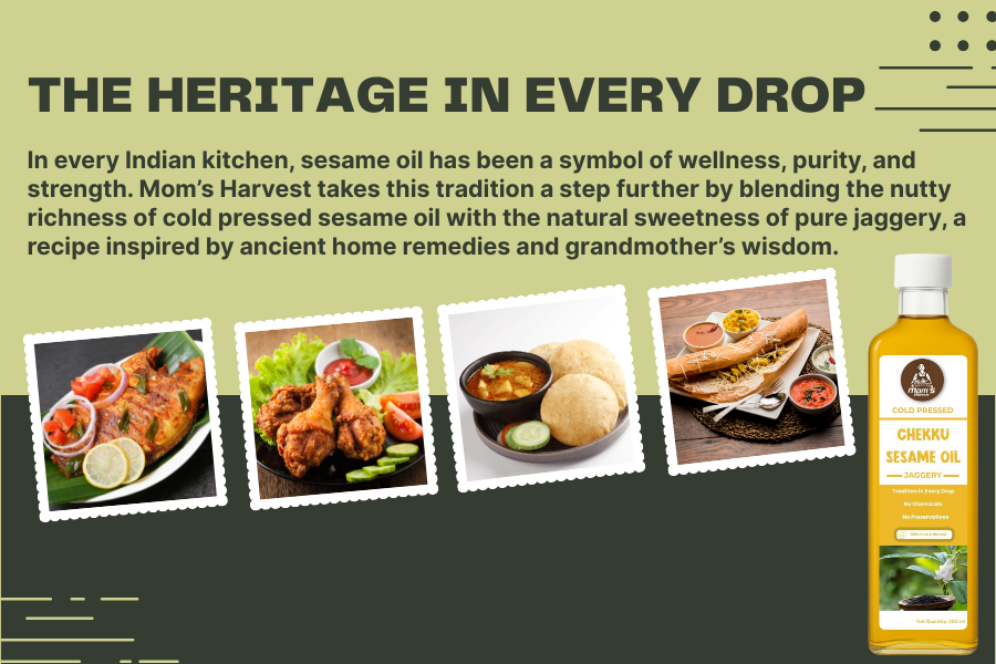 Thumbnail: MOM’S HARVEST Sesame Oil with Sugarcane Jaggery 250ml + Jaggery Powder 500g
