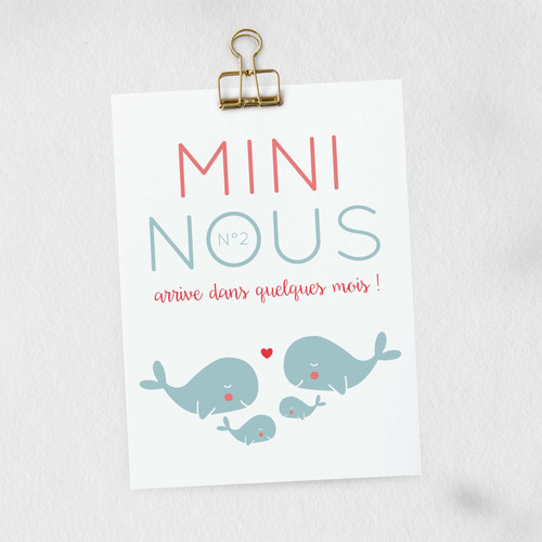 Carte annonce 2ème grossesse "mini nous n°2"