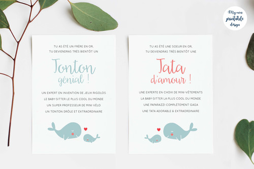 Cartes annonce grossesse tata tonton à imprimer - My own printable design