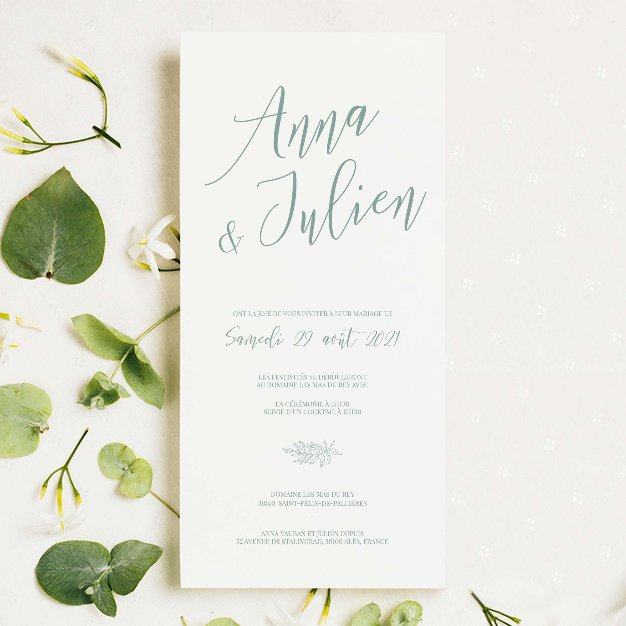 Faire-part de mariage - Collection délicatesse - Fichier numérique