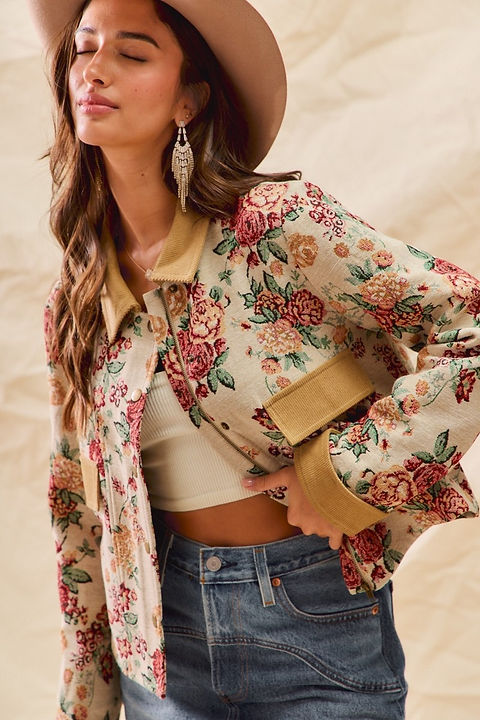 Floral Corduroy Jacket | Pin-Up Curls