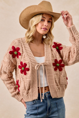 ＜TODAYFUL＞ ette Flower Cardigan Colorful Rose Flower Cardigan on Denim – Full of Love Quilts & Gifts