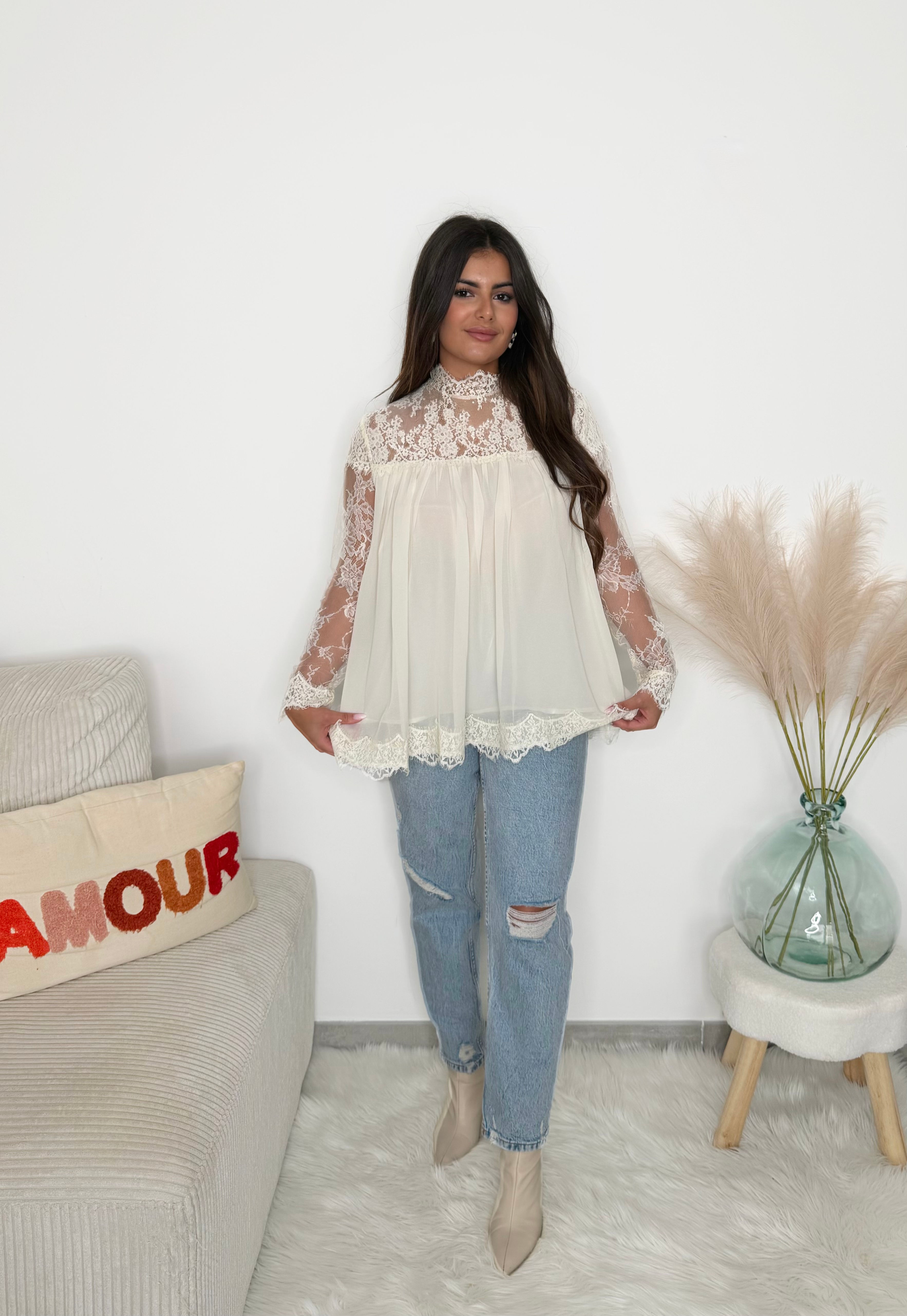 Blouse dentelle Joy- Crème