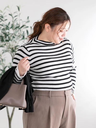 CocoChic Plus Size Japan Autumn2024 stripe shirt