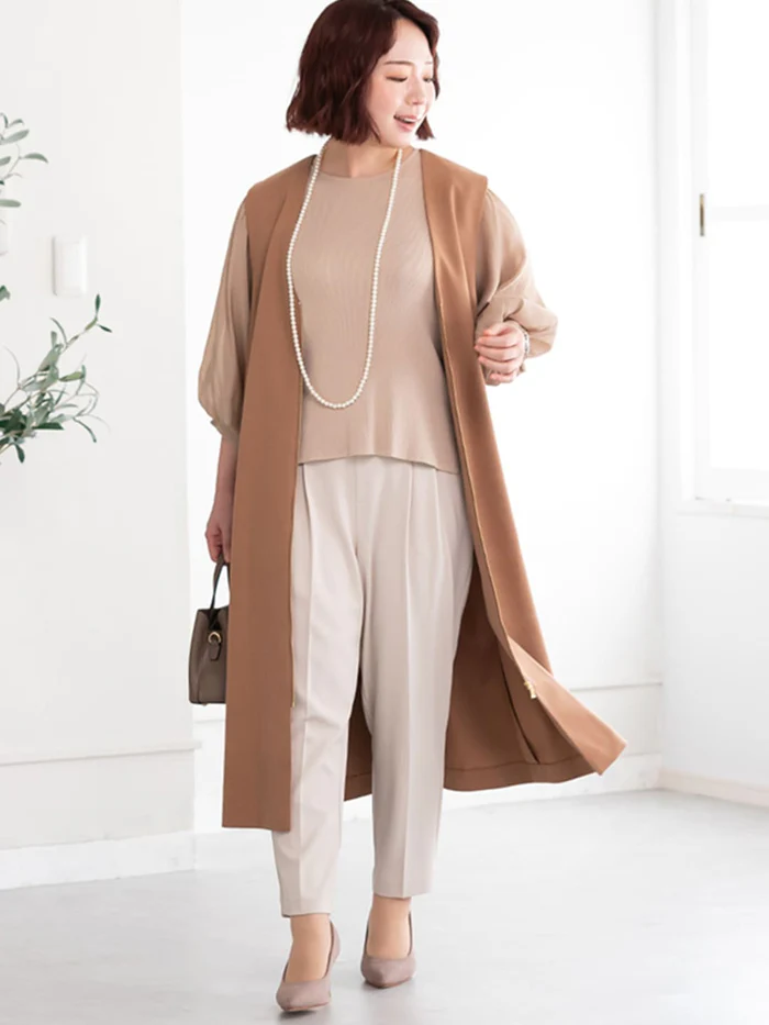 Cocochic カッティングヘムストレッチテーパードパンツ