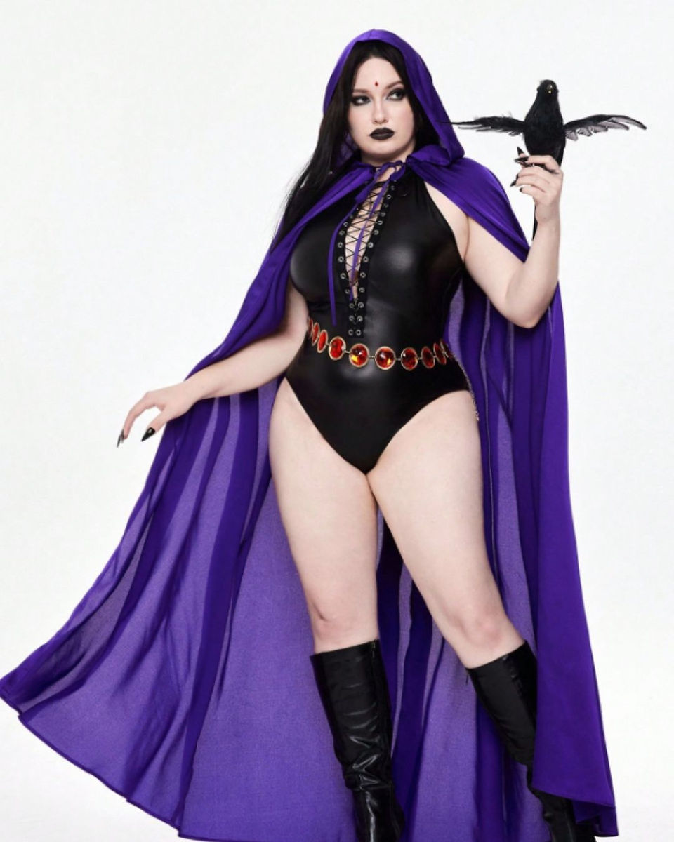 SHEIN 大きいサイズ コスプレ 衣装、ティーンタイタンズ レイブン風 魔女コスチューム