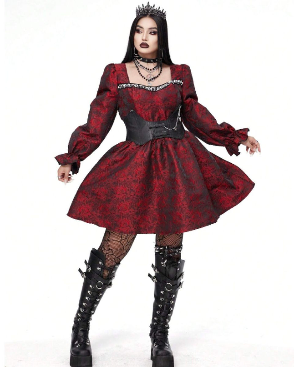 Shein red goth lolita dress plus size