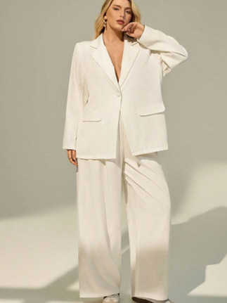Shein Plus size white pant suit
