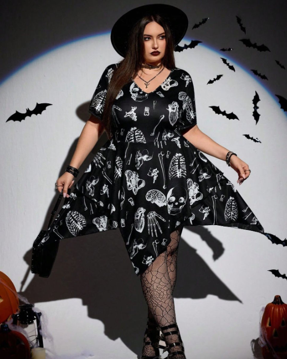 Shein plus size dark academia dress goth