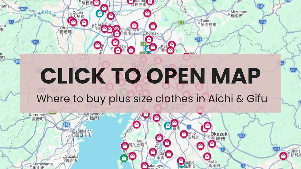 map of plus size clothing stores in Aichi and Gifu, Japan
