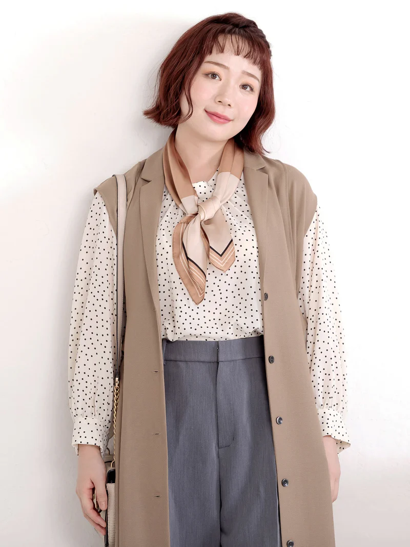 CocoChic plus size Polka dot print bowtie blouse