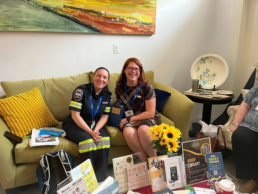 EHS worker and West Hants Hospice Society founder at a workshop event in Nova Scotia