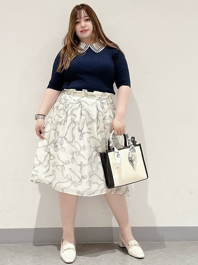 Ribbon Print Skirt from Re-J Japan Plus Size fashion for summer 2025