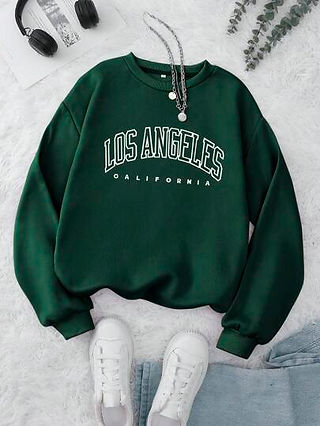 Shein Plus Size Curve Green Sweatshirt California