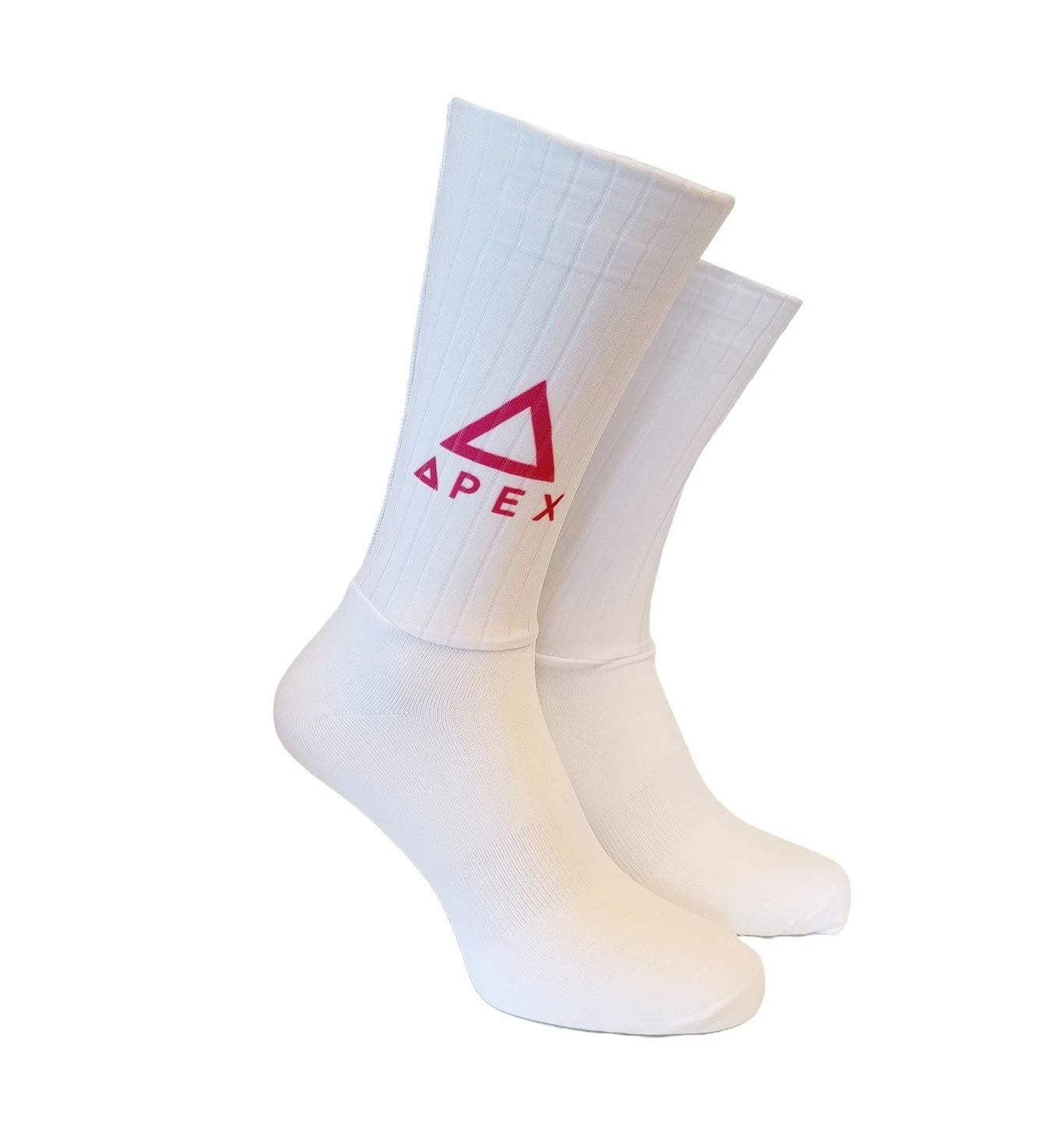 APEX Aero Racer Cycling Socks - White/Pink